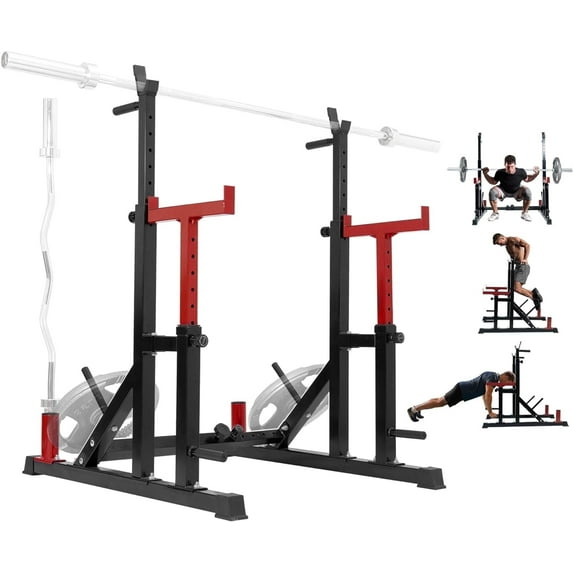 Yes4All Adjustable Squat Rack, 690 LBS Multifunctional Barbell Stand ...