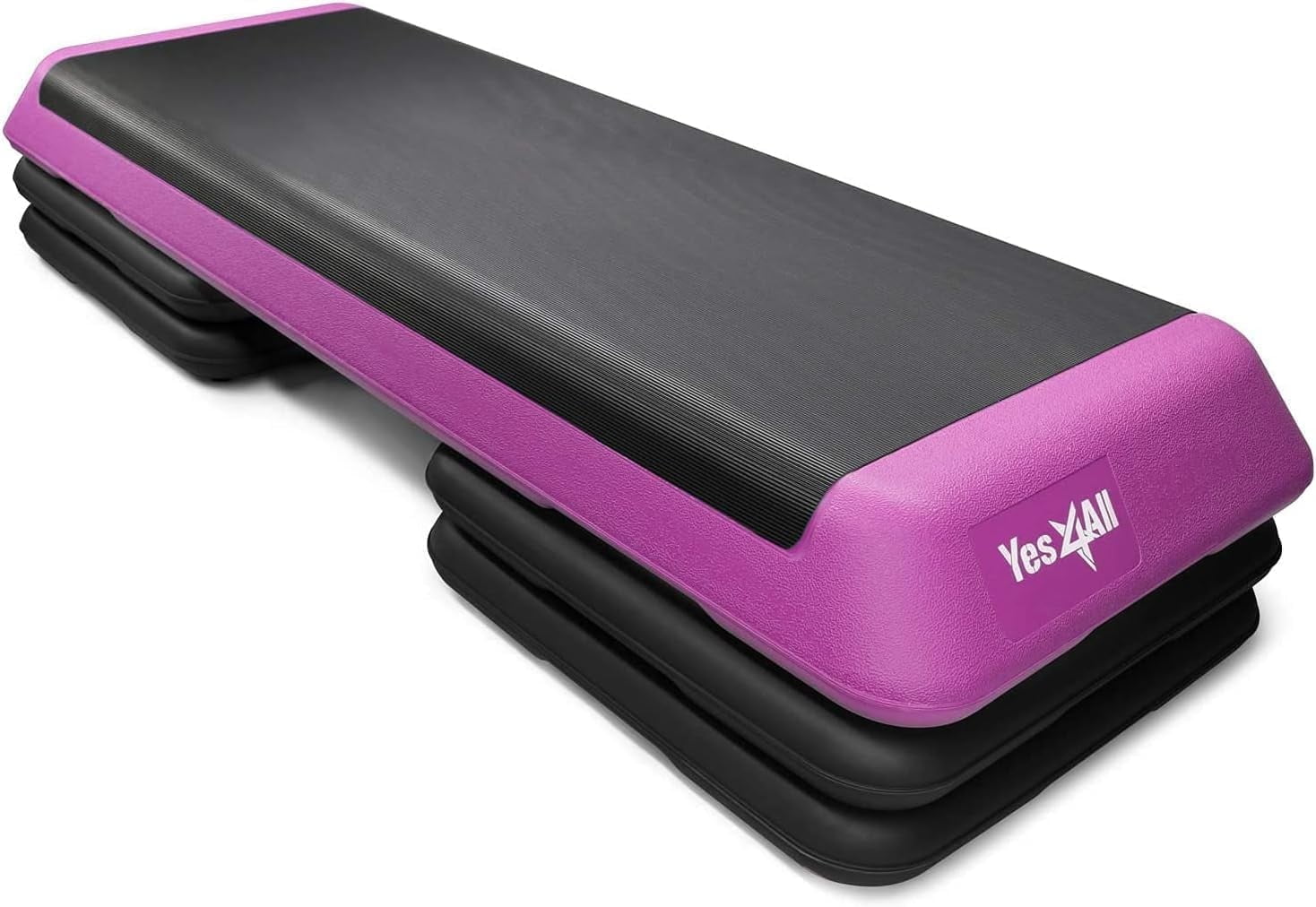 Yes4All Adjustable Workout Aerobic Step Platform, Pink Black, 4 Risers ...