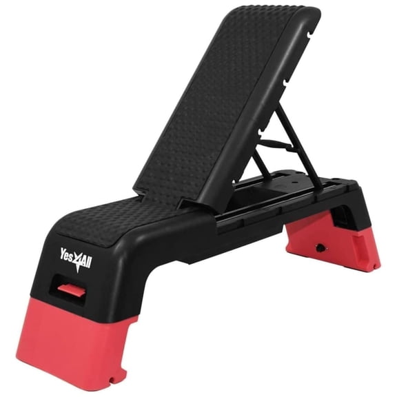 Yes4All Aerobic Deck Step Platform for Cardio, Strength Training, and Workouts, Red/Black