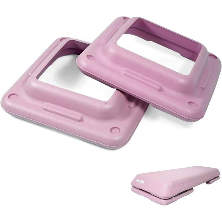 Yes4All Health Club Sized Adjustable Aerobic Exercise Step Platform with 4 Included Adjustable Risers and Extra Riser Options Pastel Pink
