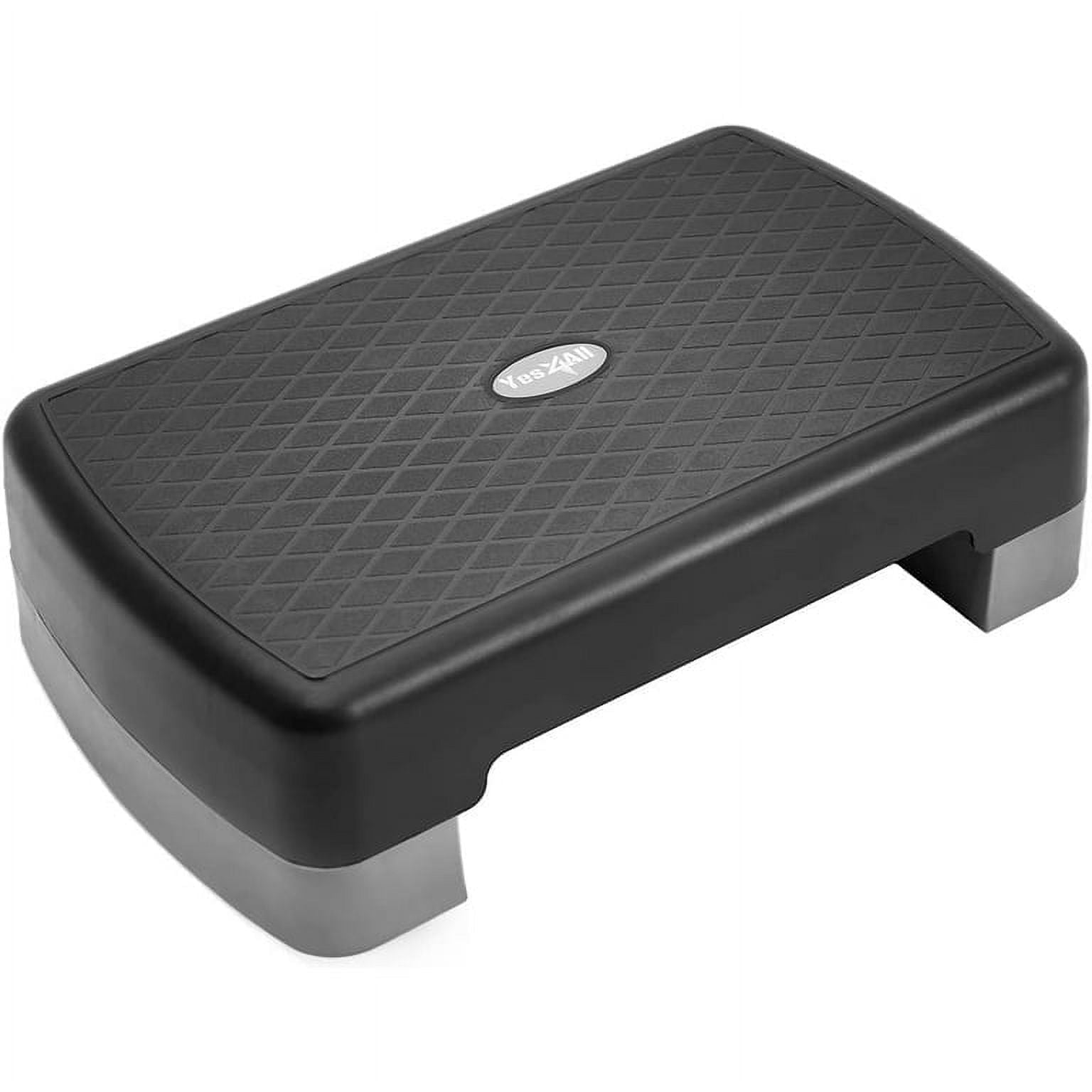 Yes4All Gym Exercise Step Platform Stackable 18 inch with Adjustable Height Risers for Fitness Workout Cool Grey Walmart