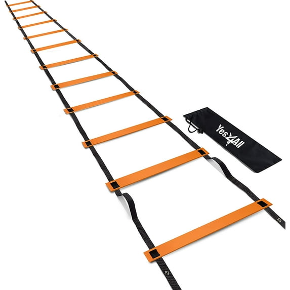 Yes4All Agility Ladder With Carry Bag, 12 Rungs, Orange