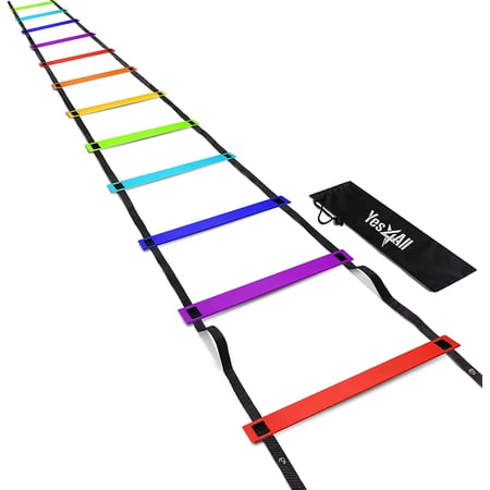Yes4All Agility Ladder With Carry Bag, 12 Rungs, Rainbow