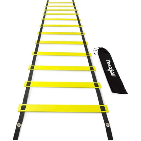 Yes4All Agility Ladder With Carry Bag, 12 Rungs, Yellow
