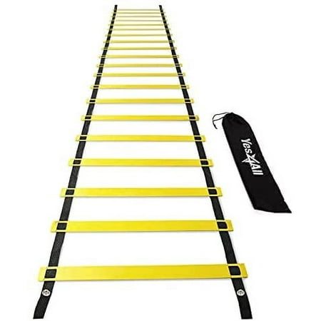 Yes4All Agility Ladder With Carry Bag, 20 Rungs, Yellow