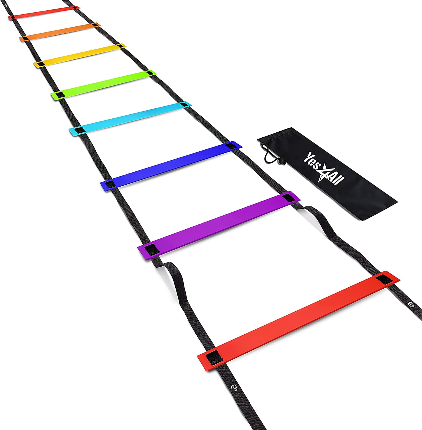 Yes4All Agility Ladder With Carry Bag, 8 Rungs, Rainbow