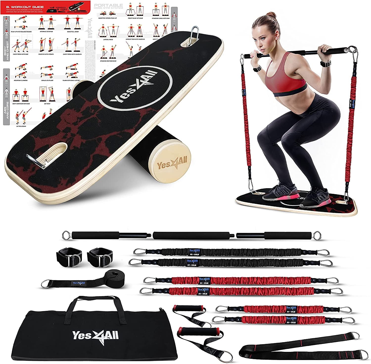 Yes4All Combo Balance Board Trainer 3 in 1 set with 3 Interchangeable Bases Rocker Air Cushion and Roller Walmart