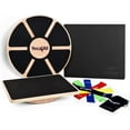 thumbnail image 1 of Yes4All Combo 4-in-1 Set for Full Body Workout, Wooden Wobble Balance Board with Rocker Balance Board, Balance Pad & Exercise Bands, 1 of 8