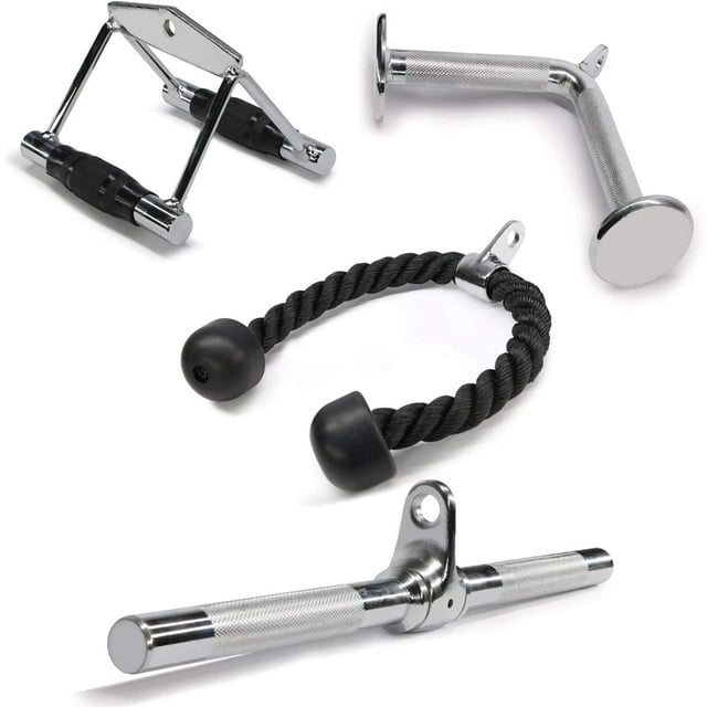 Yes4All Double D Handle + Deluxe Tricep Rope + Straight Rotating Bar + V-shaped Bar Handle Combo