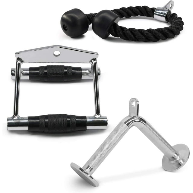Yes4All Double D Handle + Tricep Rope + V-shaped Bar Cable Attachment Combo
