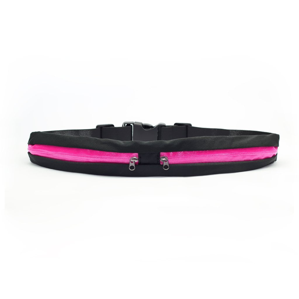 Yes4All Double Pocket Running Belt for Running, Hiking, Jogging (Pink)