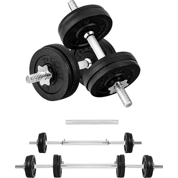 Yes4All Adjustable Dumbbell Set with Weight Plates, Star Lock Collars/Connector, 60LBS Barbell Or 30LBS Dumbbell Pair