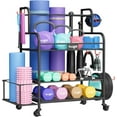 thumbnail image 1 of Yes4All Dumbbell Rack, Weight Rack for Home Gym, Sports Equipment Organizer for Dumbbells Kettlebells Yoga Mat Foam Roller and Balls, All in One Gym Workout Storage with Wheels and Hooks, Black, 1 of 7
