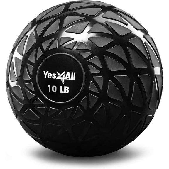 Yes4All Dynamic Slam Ball, PVC Sand Filled Medicine Ball, 10-40lbs Weight Ball - Black 10LBS