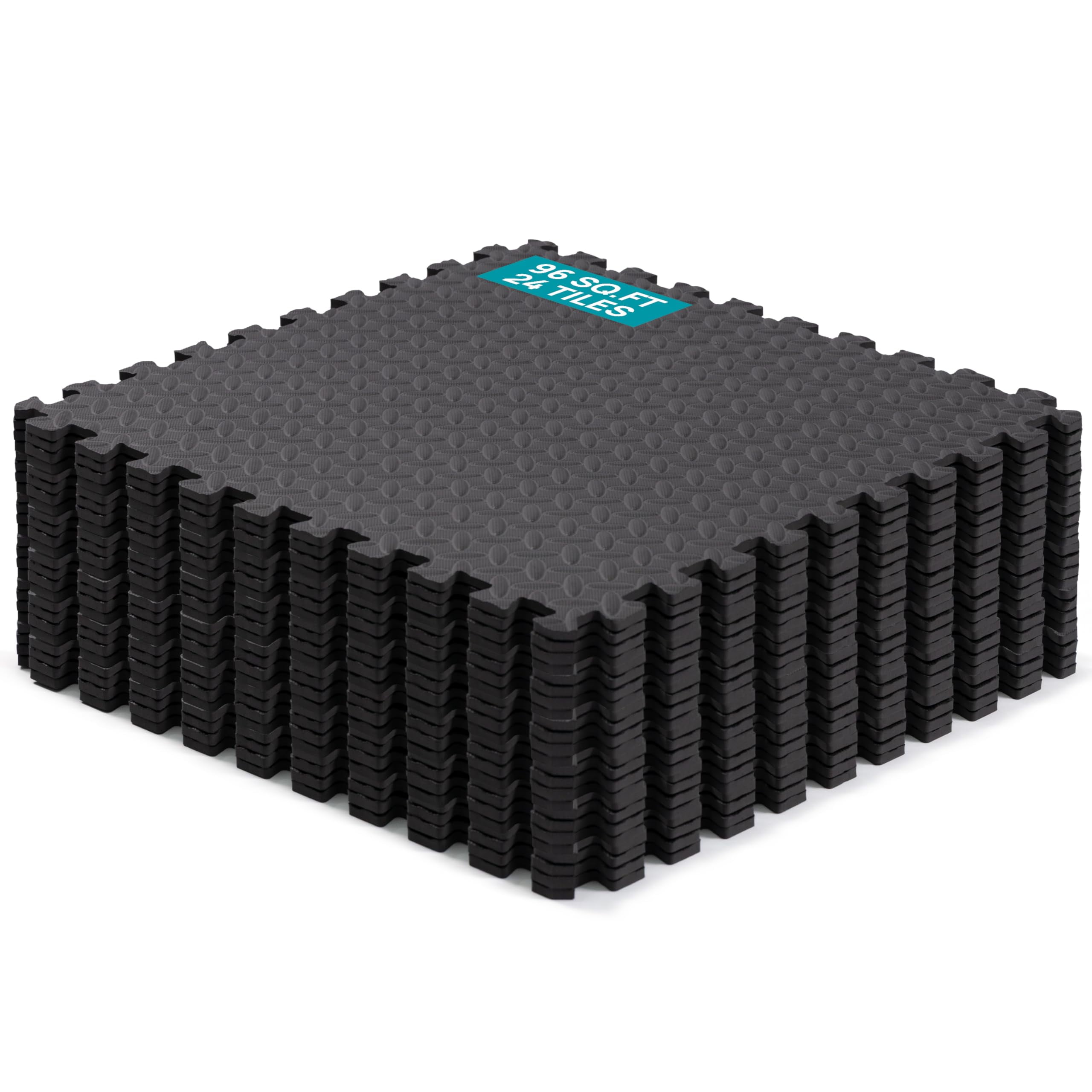 Yes4All EVA Interlocking Mats, Puzzle Floor Tiles, Foam Floor Padding with Border for Furniture, Home Space, Living Room, Garage 96 SQFT