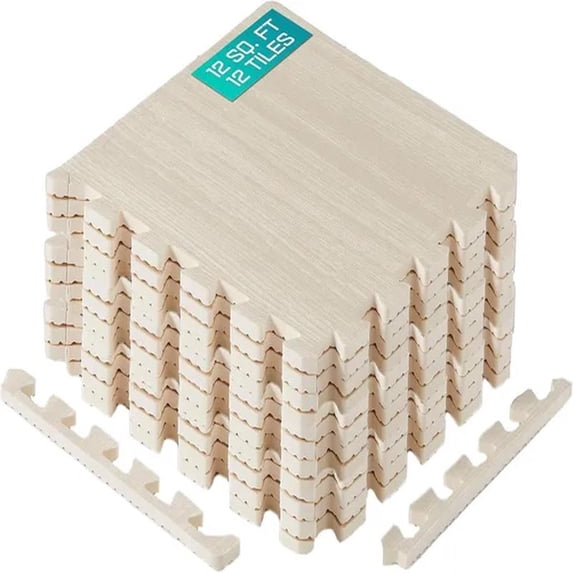 Yes4All EVA Interlocking Mats, Puzzle Floor Tiles, Foam Floor Padding with Border for Furniture, Home Space, Living Room, Garage