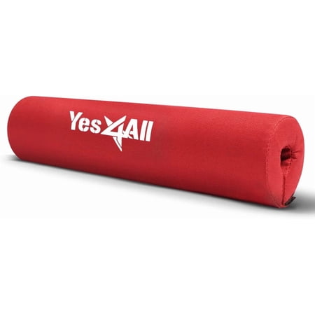 Yes4All Barbell Foam Nylon Bar Pad/PVC Bar Pad - 16 Inch Barbell Pad for Squats, Lunges & Hip Thrust (Bar Pad - Nylon - Red), Model Number: NW1L1