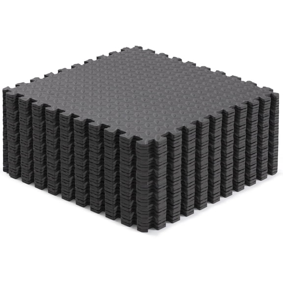 Yes4All Gym Flooring for Home Gym, 120 SQ. FT Puzzle/Interlocking Exercise Mat, EVA Foam Floor Tiles Padding with Border, Gray
