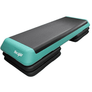 Yes4All Health Club-Sized Adjustable Aerobic Exercise Step Platform with 4 Included Adjustable Risers and Extra Riser Options - Green Black