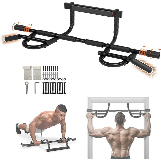 Yes4All Heavy Duty Pull Up Bar for Doorway, Solid 1 Piece Main Bar