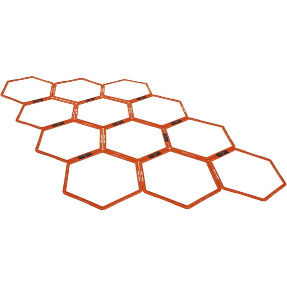 Yes4All Hexagon Agility Rings With Carrying Bag, 12 Rings, Orange