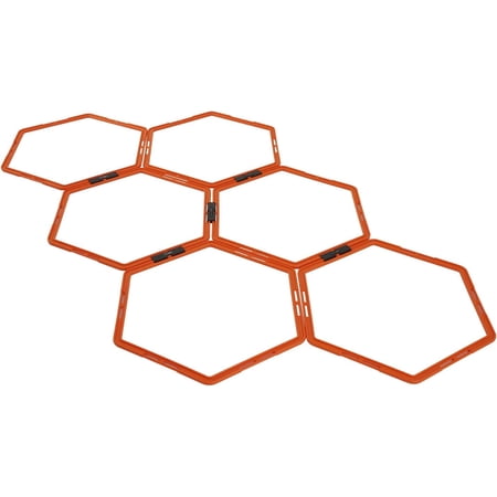 Yes4All Hexagon Agility Rings With Carrying Bag, 6 Rings, Orange