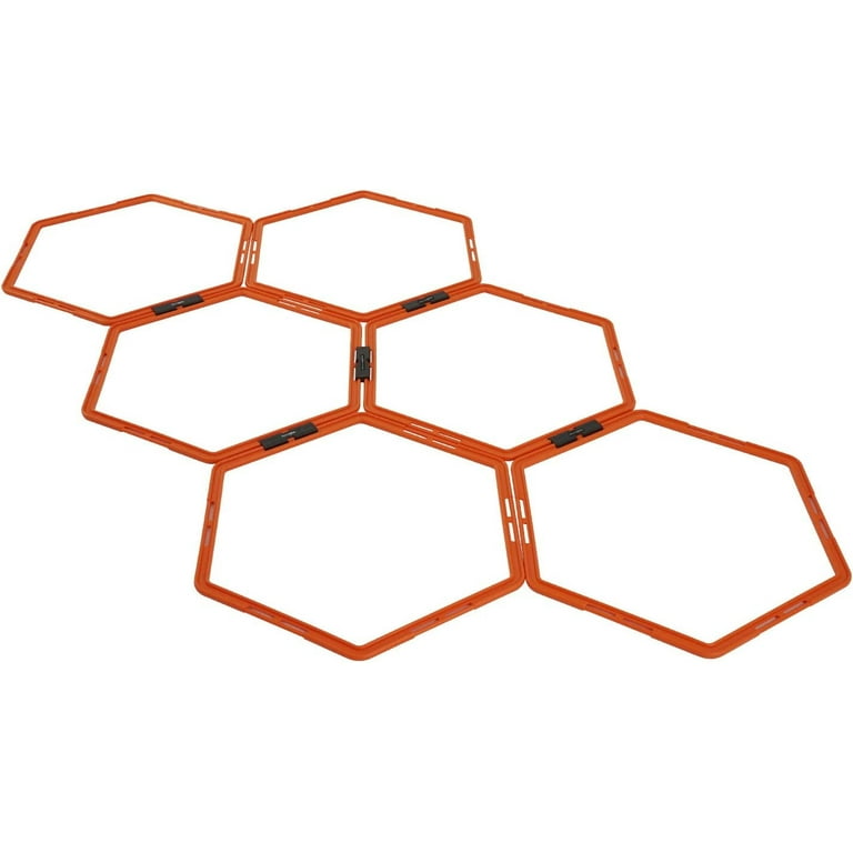 Yes4All Hexagon Agility Rings With Carrying Bag, Rings, Orange