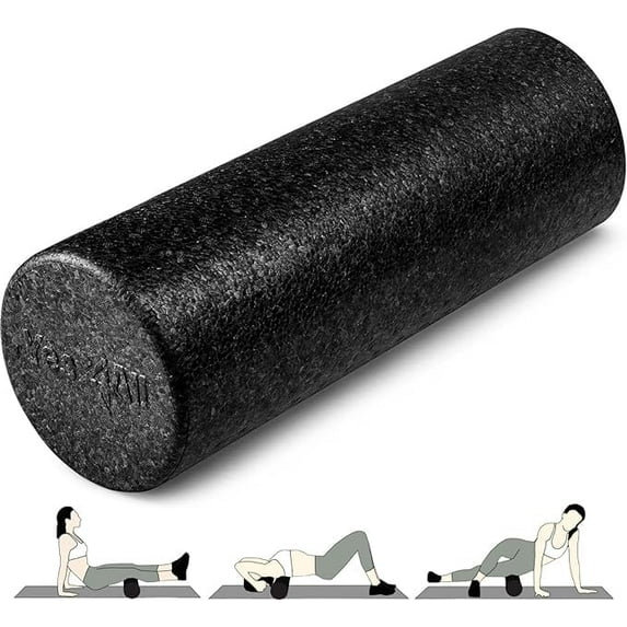 Yes4All High-Density Foam Roller for Back Pain Relief, Yoga, Exercise, Physical Therapy, Muscle Deep Tissue Massage 12-18-24-36 - Black - 18 Inches