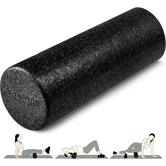 Yes4All High-Density Foam Roller for Back Pain Relief, Yoga, Exercise, Physical Therapy, Muscle Deep Tissue Massage 12-18-24-36 - Black - 18 Inches