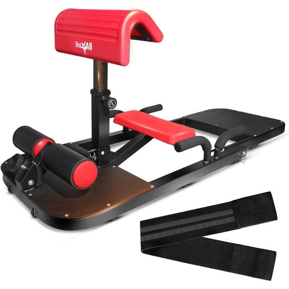 Yes4All Hip Thrust Leg Exercise Machines with Bench, Resistance Bands, Black/Red