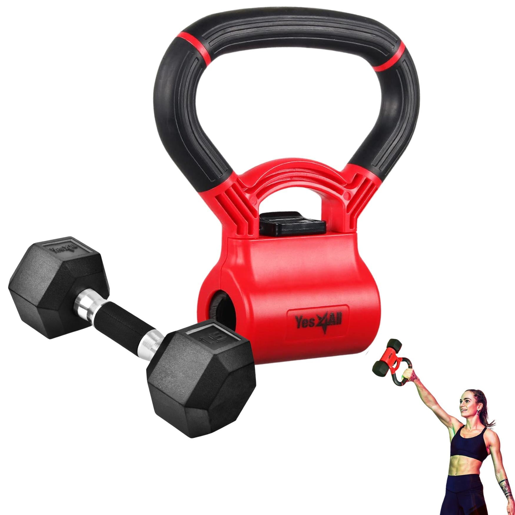 Yes4All Kettle Bell Grip Kettle Grip Multifunctional Heavy Duty (Red/ Black) with Hex Dumbbells Grip for Fitness Equipment Gym Bag Training Weightlifting
