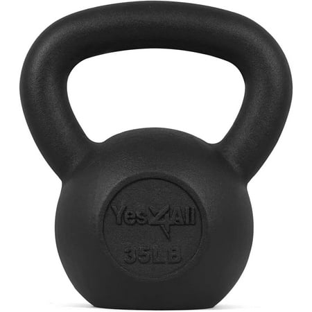 Yes4All Kettlebell Adjustable/Cast Iron/Protective Base Solid Smooth for Strength Training, Home Gym - Black 35LBS