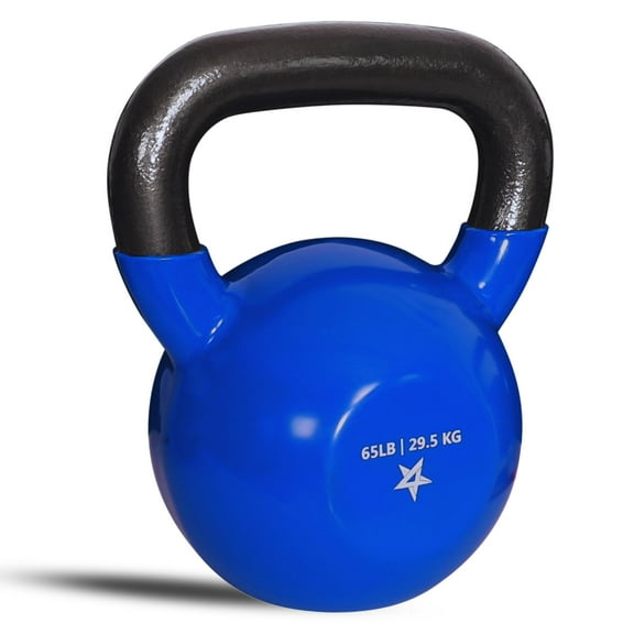 Yes4All 65 lb Heavy Kettlebell Vinyl Coated Cast Iron for Dumbbell Weights Exercises, Hand and Heavy Weights Gym, Fitness, Full Body Workout Equipment Push up, Grip and Strength Training, Blue