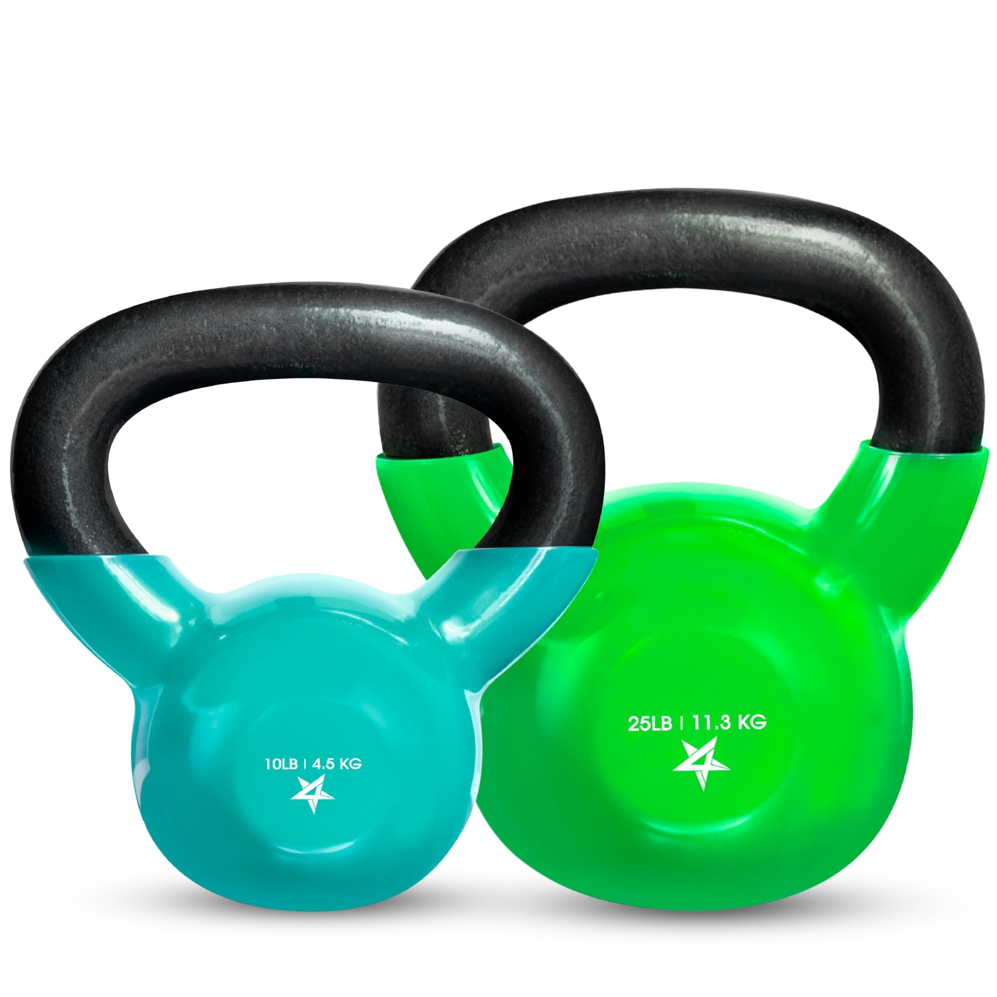 Yes4All Kettlebells 10 25 lbs Set Weight Vinyl Coated Cast Iron for Dumbbell Weights Exercises, Gym, Fitness, Full Body Workout Equipment Push up, Grip and Strength Training, Multicolor