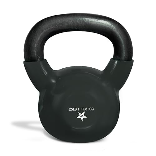 Yes4All Kettlebells 25 lbs Set Weight Vinyl Coated Cast Iron for Dumbbell Weights Exercises, Gym, Fitness, Full Body Workout Equipment Push up, Grip and Strength Training, Black