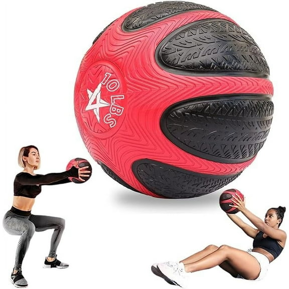 Yes4All Medicine Ball with Dual Texture Grip, Weighted Medicine Ball for Workouts Exercise Balance Training, Core Strength, Balance and Coordination Exercise, Non-Slip Rubber Shell with 6/8/10/12LBS