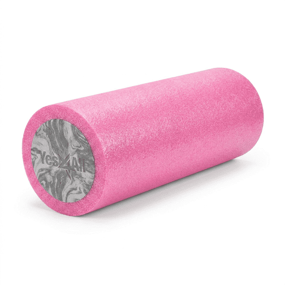 Yes4All Medium Firm 2-Layer Round PE Foam Roller for Stretching, Yoga & Pilates, 18", Pink