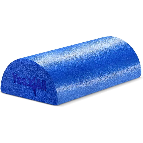 Yes4All Medium Firm Half Round PE Foam Roller for Massage & Exercise, 24 Inch, Blue