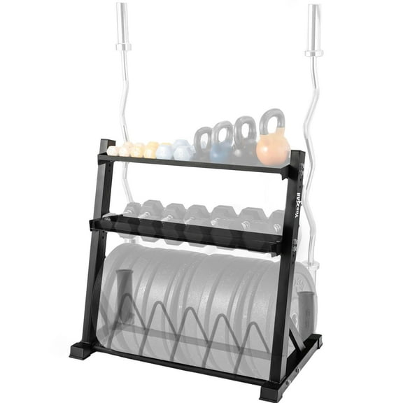 Yes4All Multi-Functional Weight Storage Racks, Dumbbell Rack for Home Gym Storage of Dumbbell/Kettlebell/Weight Plate & Barbell - 1000LBS Capacity