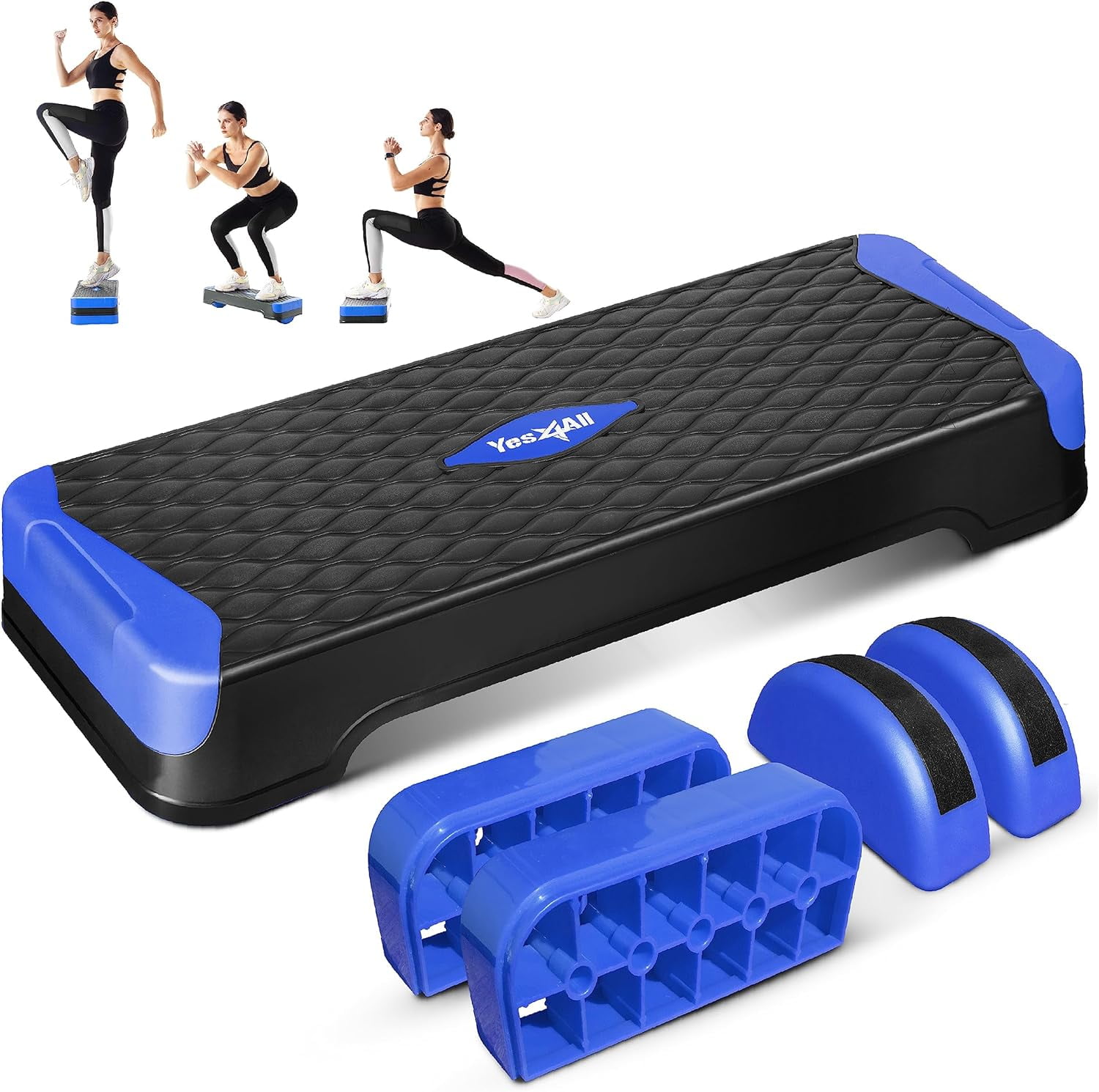 Free Shipping Yes4All Multifunctional Adjustable Aerobic Stepper Extra Half Round Legs for Workout Exercise Neo Green Walmart