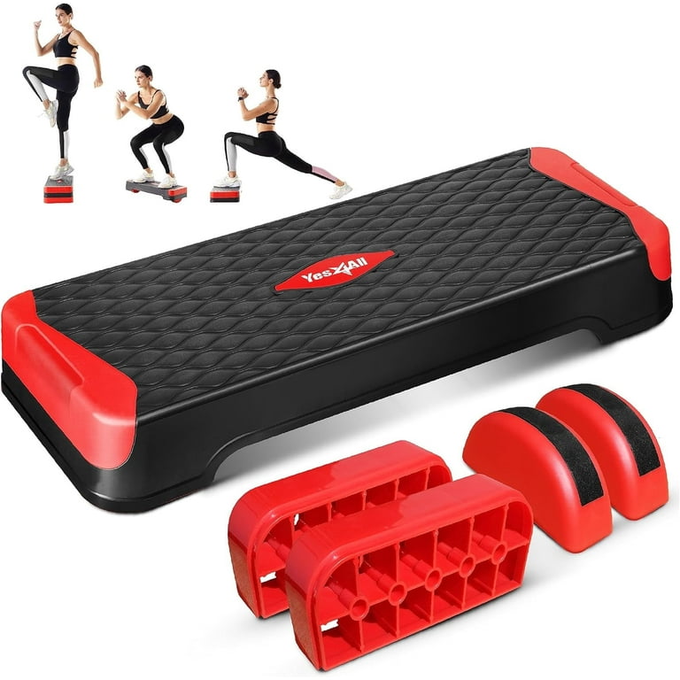 Free Shipping Yes4All Multifunctional Adjustable Aerobic Stepper Extra Half Round Legs for Workout Exercise Red Walmart