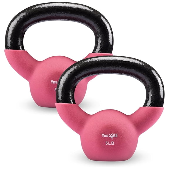 Yes4All Neoprene-Coated Cast Iron Kettlebell for Home Gym, 20, 25, and 30 lb Weight, Black