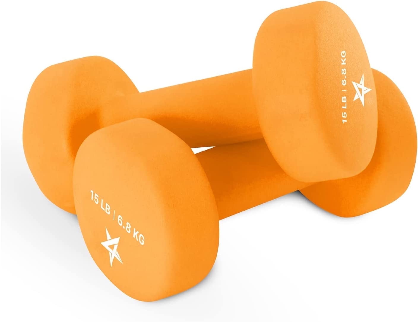 Yes4All Neoprene Coated Dumbbells, Dark Orange, 15 lb, Pair