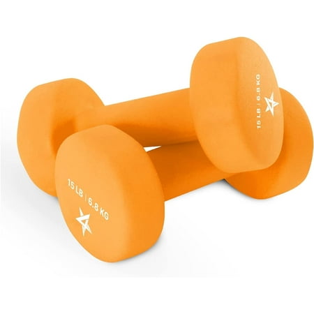 Yes4All Neoprene Coated Dumbbells, Dark Orange, 15 lb, Pair