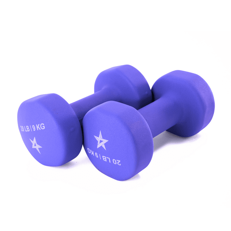 Yes4All 20LBS Set of 2 Neoprene Coated Dumbbells Pair of Hand Weights for Women Various Weight Options and 15 Color Choices Medium Dark Blue