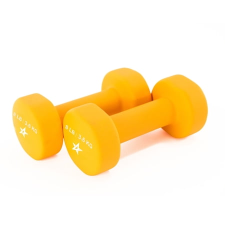 Yes4All 8LBS Set of 2 Neoprene Coated Dumbbells, Pair of Hand Weights for Women, Various Weight Options and 15 Color Choices - Orange