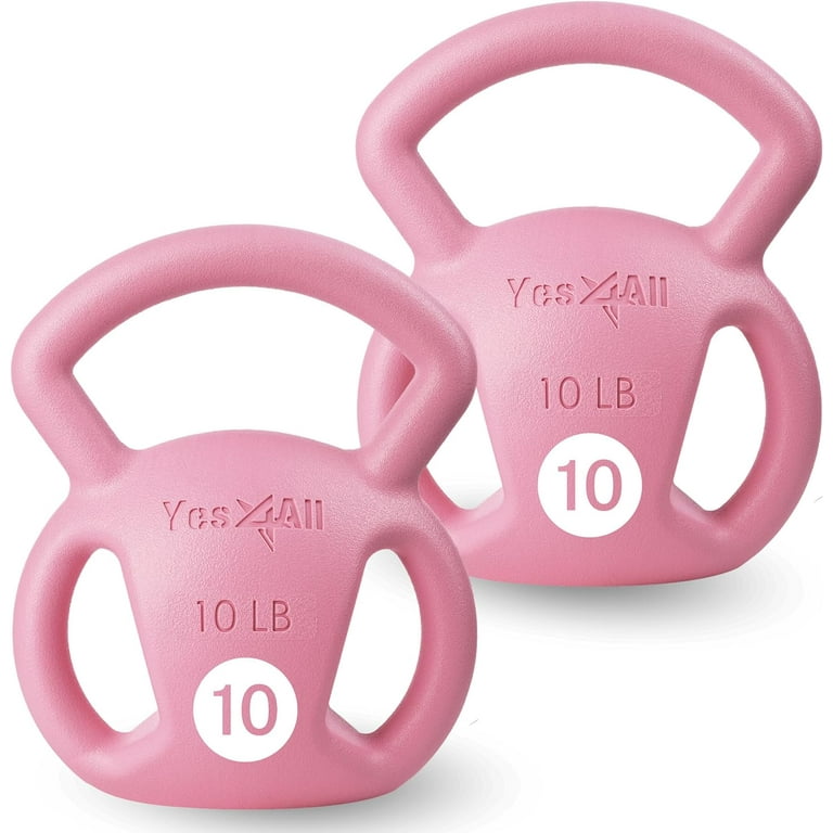 Yes4All Plastic - Three-Handles Kettlebell - Pink - 10lbs pair
