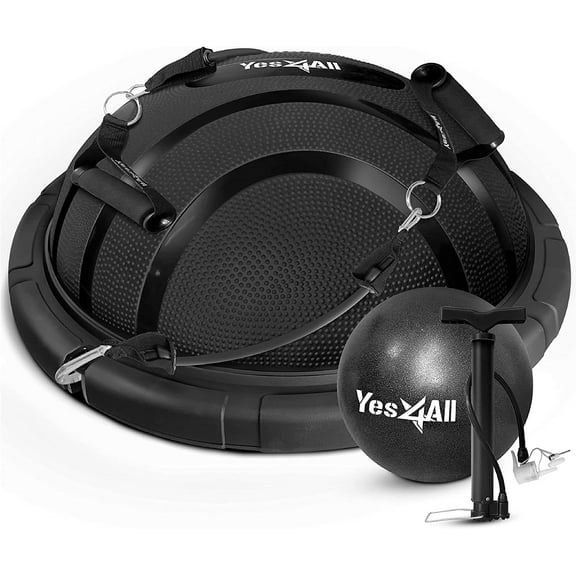 Yes4All Premium Half Peanut Balance Ball Trainer, for Full Body Workout and Core Training - Black