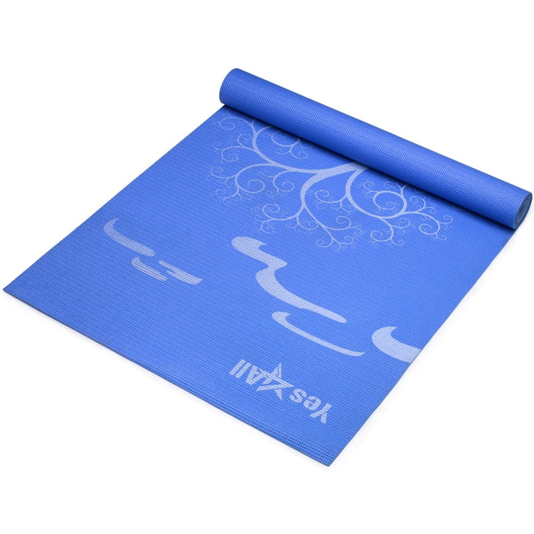 Yes4All Premium PVC Printed Design Yoga Mat 5mm Roots and Beginnings Blue Walmart