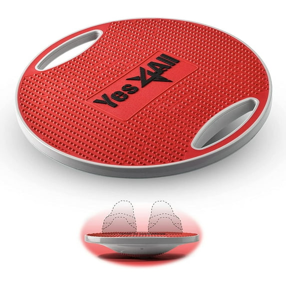 Yes4All Premium Wobble Round Plastic Balance Board – 16.34 in for Rehabilitation Exercise (Candy Apple)